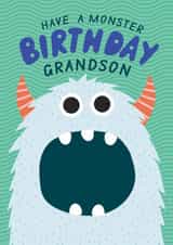 Cute Birthday Card - For Grandson - Monster created by Ellie Hyde