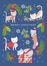 Cute Christmas Card - Cats - Presents & Stockings created by Klara Hawkins
