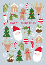 Cute Christmas Card - Santa Claus - Reindeers created by Klara Hawkins
