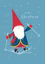 Cute Christmas Card - Skiing - Cute Character created by Klara Hawkins
