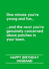 Funny Birthday Card - For Husband - Lawn patches - Gardening created by Making Lemonade