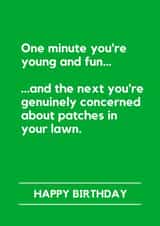 Funny Birthday Card - Lawn Patches - Gardening created by Making Lemonade