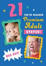 Personalised Birthday Photo Card created by Dalia Clark Design - Classic Birthday Card - 21st - Premium Adult Status