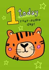 Cute Birthday Card - 1st - Tiger created by Louise Kade