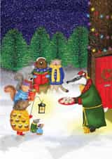 Cute Christmas Card - Woodland Animals - Carol Singing created by LeopardyNonsense