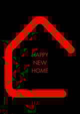 Modern Minimalist New Home Card – Bold Red House Outline, Happy New Home created by Impossible Fox Designs
