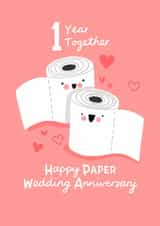 Cute Anniversary Card - 1 Year - Paper - 1st Wedding Anniversary created by Nicola Watson