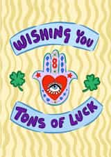 Fun Good Luck Card – Hamsa Hand - Clover created by Hello Melody