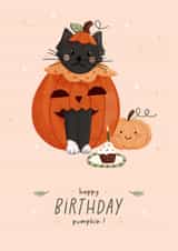 Cute Birthday Card - Autumn Pumpkin Cat created by Another Please