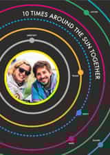 Personalised Anniversary Photo Card created by Kate & The Ink - Classic Anniversary Card - 10th - Around The Sun Together