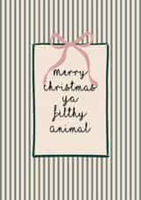 Merry Christmas card for your bestie cute stripe bow design created by Kind of Simple Designs