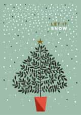 Classic Christmas Card - Let It Snow - Tree & Snow created by Eli the Goat
