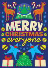 Classic Christmas Card - Merry Christmas Everyone - Reindeers created by OBJECTABLES