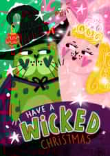 Fun Christmas Card - Wicked - Cats created by NICHOLA COWDERY ILLUSTRATIONS