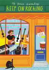 Cute Birthday Card - Keep On Rocking - Music Shop created by AbiGoLucky