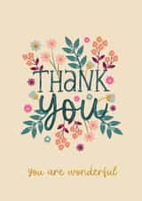 Pretty Thank You Card - You Are Wonderful created by The Pattern Press