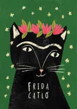 Cute Card Birthday - Frida Catlo - Frida Kahlo Cat created by Niaski