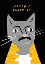 Cute Birthday Card - Freddie Purrcury - Cat Pun created by Niaski