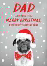 Cute Christmas Card - For Dad - Pug created by Paperlink and Meraki Greeting Cards