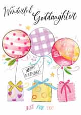 Traditional Birthday Card - For Goddaughter - Balloons created by Katie Phythian Design