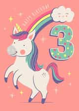 Cute 3rd Birthday Card - For Her - Unicorn created by Dalia Clark Design