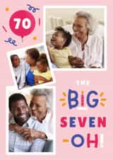 Personalised Birthday Photo Card created by Joanne Hawker - Classic Birthday Photo Card - 70th - Big Seven-Oh