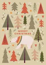 Classic Christmas Card - Polar Bear - Christmas Trees created by Eli the Goat