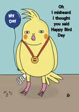 Funny Birthday Card - Bird Day - Balloon created by Blessherlittleartoons by Amy