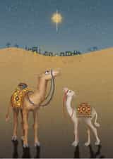 Cute camel mother and baby Christmas card created by LeopardyNonsense