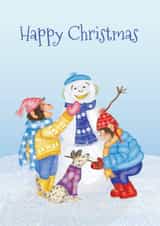 Cute Christmas card featuring chimps building a snowman created by LeopardyNonsense
