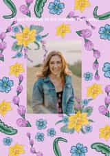 Personalised Birthday Photo Card created by Eleanor Leaver - Happy birthday Mum! Floral classic card.