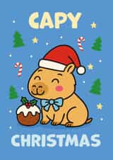 Cute Capy Capybara Christmas card created by Percy & Pearl