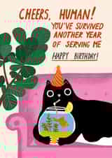 Funny Birthday Card - Serving The Cat created by Forever Funny