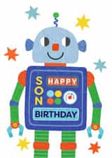 Cute Birthday Card - For Son - Robot created by Helen Thompson