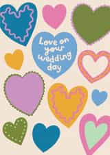 Fun Wedding Day Card - Love On Your Wedding Day - Hearts created by Raspberry Blossom