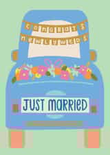 Fun Wedding Card - Just Married - Car created by Raspberry Blossom