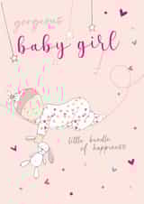 Traditional New Baby Card - Baby Girl - Little Bundle Of Happiness created by Molly Mae