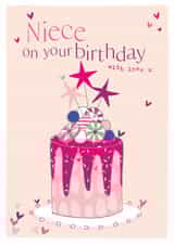 Traditional Birthday Card - For Niece - Cake created by Molly Mae