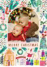 Personalised Christmas Photo Card created by Katt Jones - Cute Christmas Card - Watercolour Christmas Town