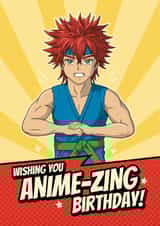 Fun Birthday Card - Martial Arts Fighter - Anime created by @Cupsie's Creations