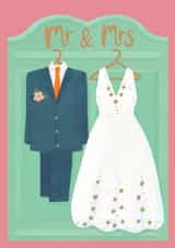 Classic Wedding Card - Mr & Mrs - Dress & Suit created by Raspberry Blossom