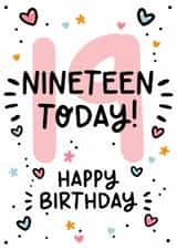 Cute 19th Birthday Card - For Her - Hearts created by Lyndsay Moon