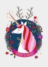 Cute Christmas Card – Pink Unicorn created by Mifkins