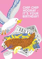 Funny Birthday Card - Seagull - Fish And Chips created by THE PRINTED SQUARE STUDIO