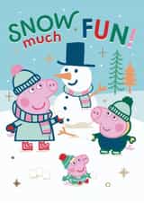 Cute Kids Christmas Card – Peppa Pig Snow Much Fun – Winter Playtime Design created by Danilo