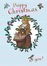 Classic Christmas Card – The Gruffalo Happy Christmas – Woodland Wreath Design created by Danilo