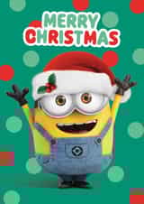 Cute Christmas Card – Minions Merry Christmas – Festive Santa Hat Design created by Danilo
