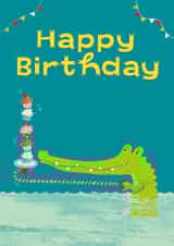 Cute Kids Birthday Card - Snappy Birthday! - Crocodile - by Ian Cunliffe created by Paper Bird