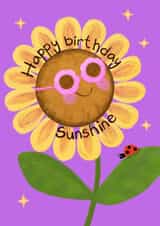 This card features a cute cheerful sunflower suitable for children and adults. created by Sharonflemingart