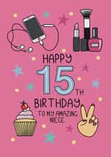 Cute Birthday Card - 15th - Amazing Niece - Makeup created by Schnauzer Scribbles